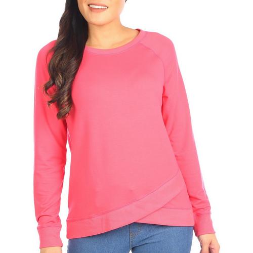 Brisas Womens French Terry Pull-On Crew Neck Sweater