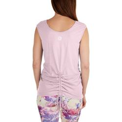 Womens Solid Scoop Neck Back Shirred Sleeveless Top