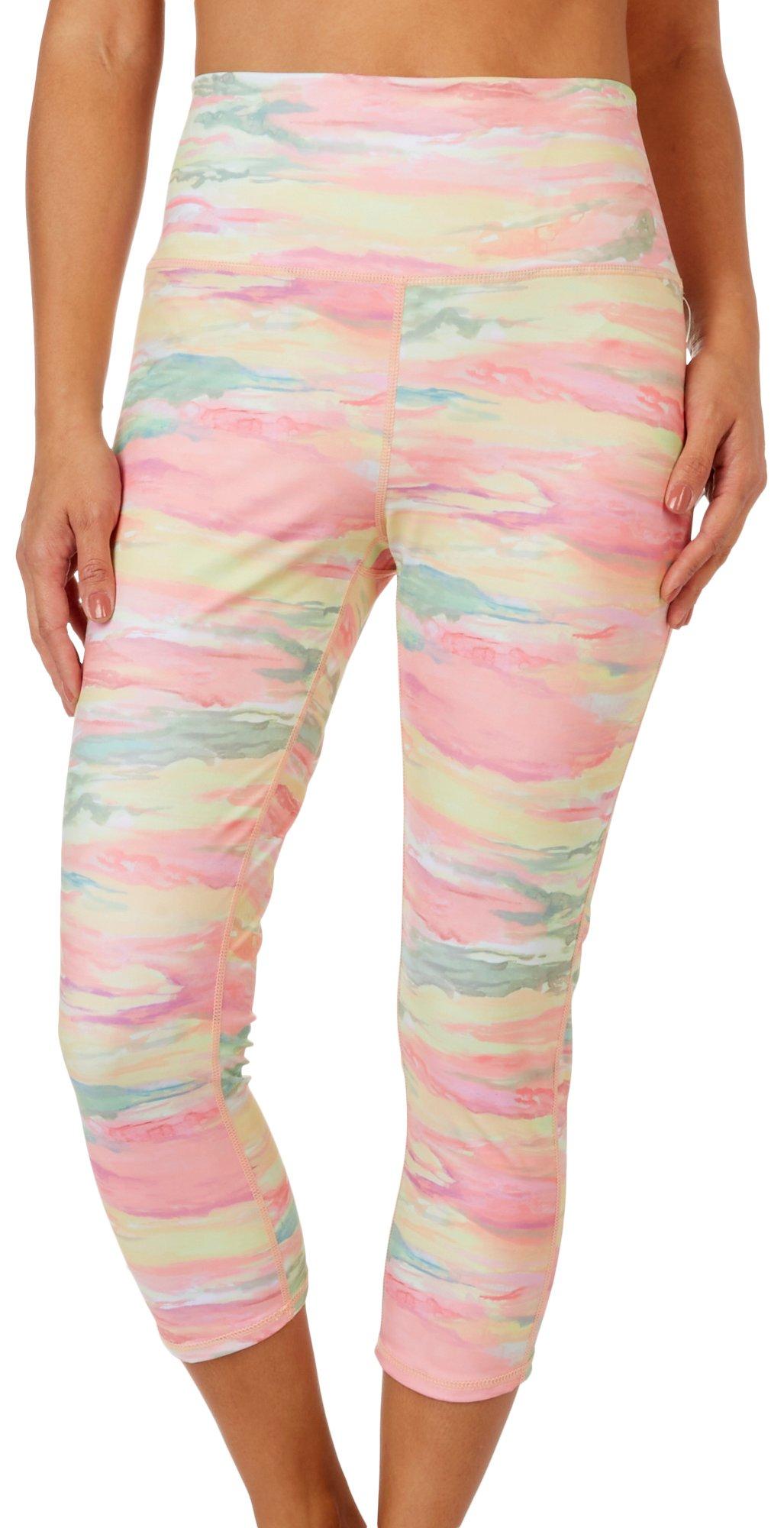 Womens 21.5 in. Sunset Print Pocket Capri