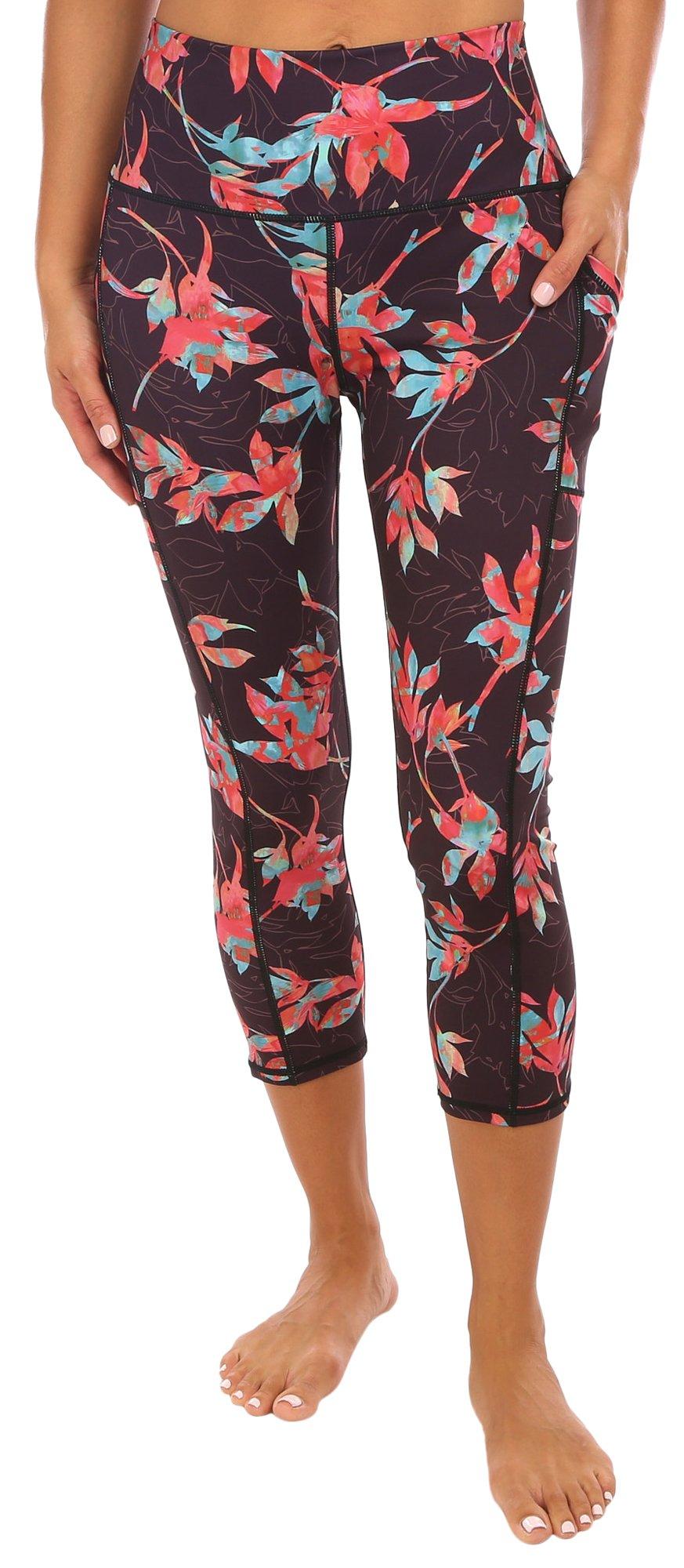 Brisas Womens 24 in. Tropical Pocket Leggings