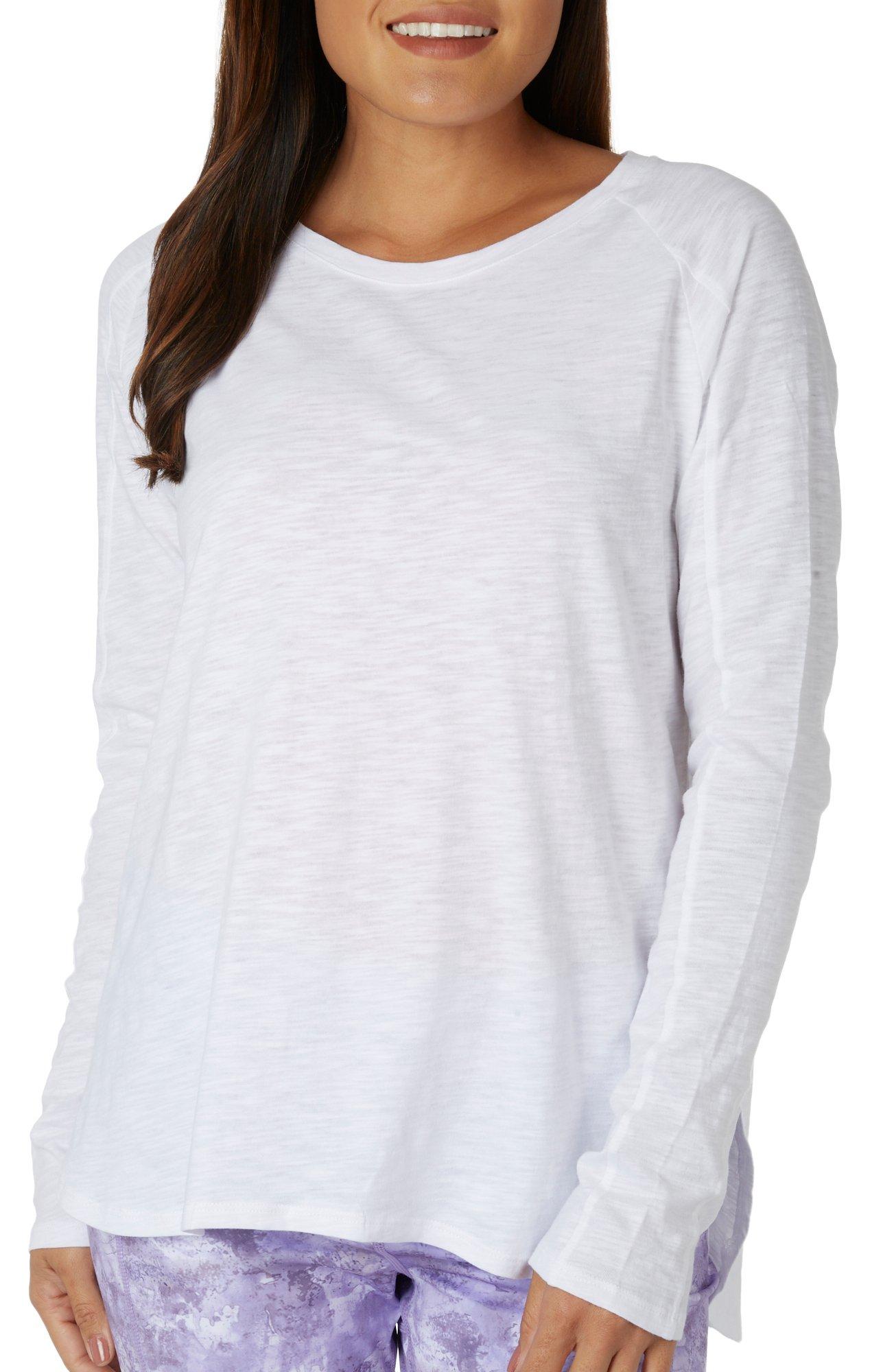 Womens Long Sleeve Organic Cotton Back Keyhole Top