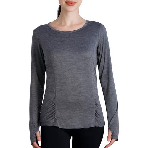 Gaiam Womens Solid Ruched Energy Long Sleeve Tee