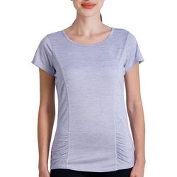 Gaiam Womens Solid Ruched Cut Out Short Sleeve Energy Tee