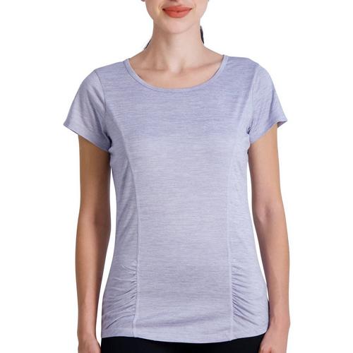 Gaiam Womens Solid Ruched Cut Out Short Sleeve