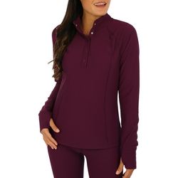 RB3 Active Womens Solid Ribbed Snap Jacket