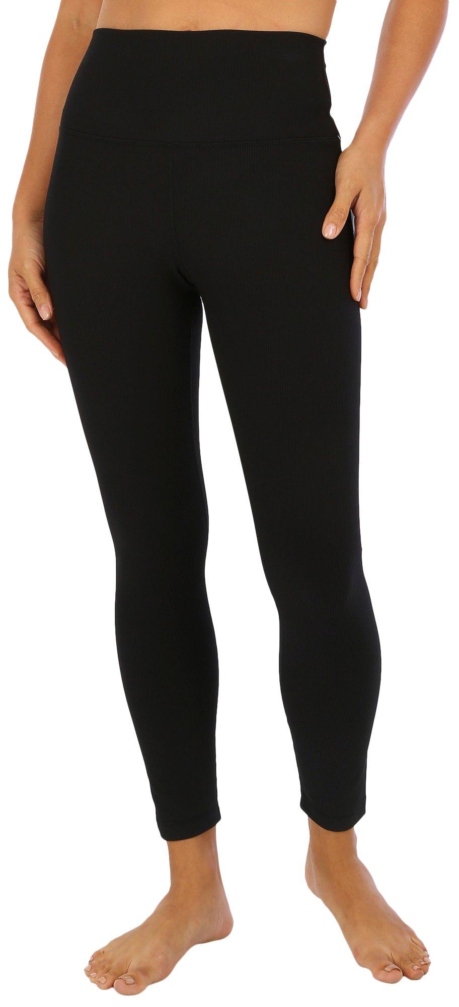 Womens 27 in. Solid Ribbed Ankle Leggings