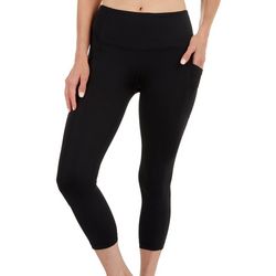 Yogalicious Womens 21 in. Solid Lux High Rise Pocket Capri