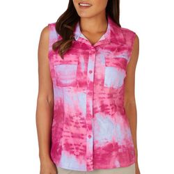 Reel Legends Women Textured Tie Dye Pink Glow Mariner Shirt