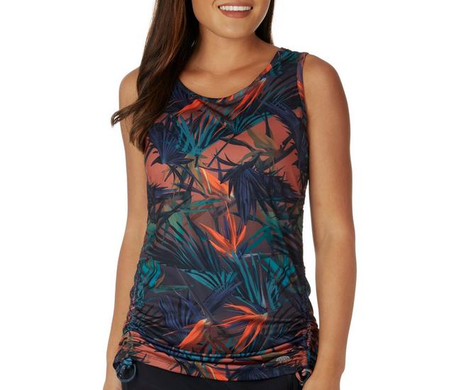 Reel Legends Womens Le Paradise Scoop Neck Ruched Tank