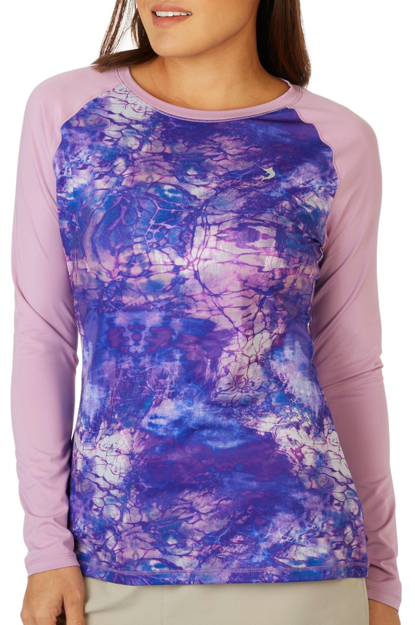 Womens Reel-Tec Tie Dye Modern Raglan Long Sleeve Top