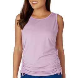 Reel Legends Womens Solid Scoop Neck Ruched Tank