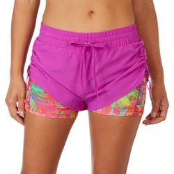 Womens Double Layer Cactus Flower Shorts