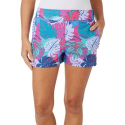 Reel Legends Womens 3 in. Resort Palms Woven Zip Shorts