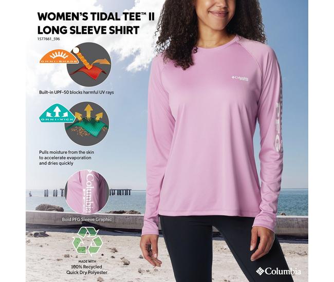 PFG Columbia Womens Solid Tidal Tee II Long Sleeve Top