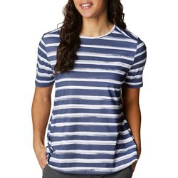 Columbia Womens Striped Open Back Vent Short Sleeve Tee