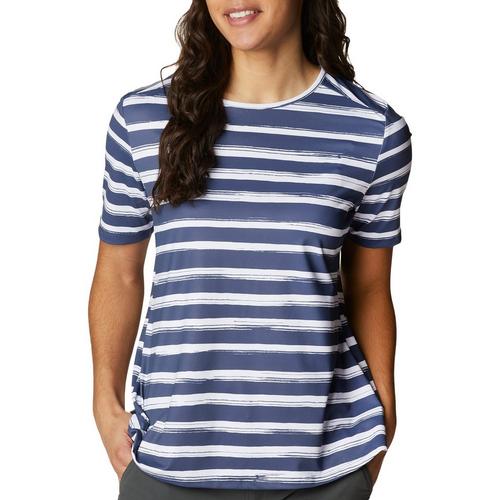 Columbia Womens Striped Open Back Vent Short Sleeve