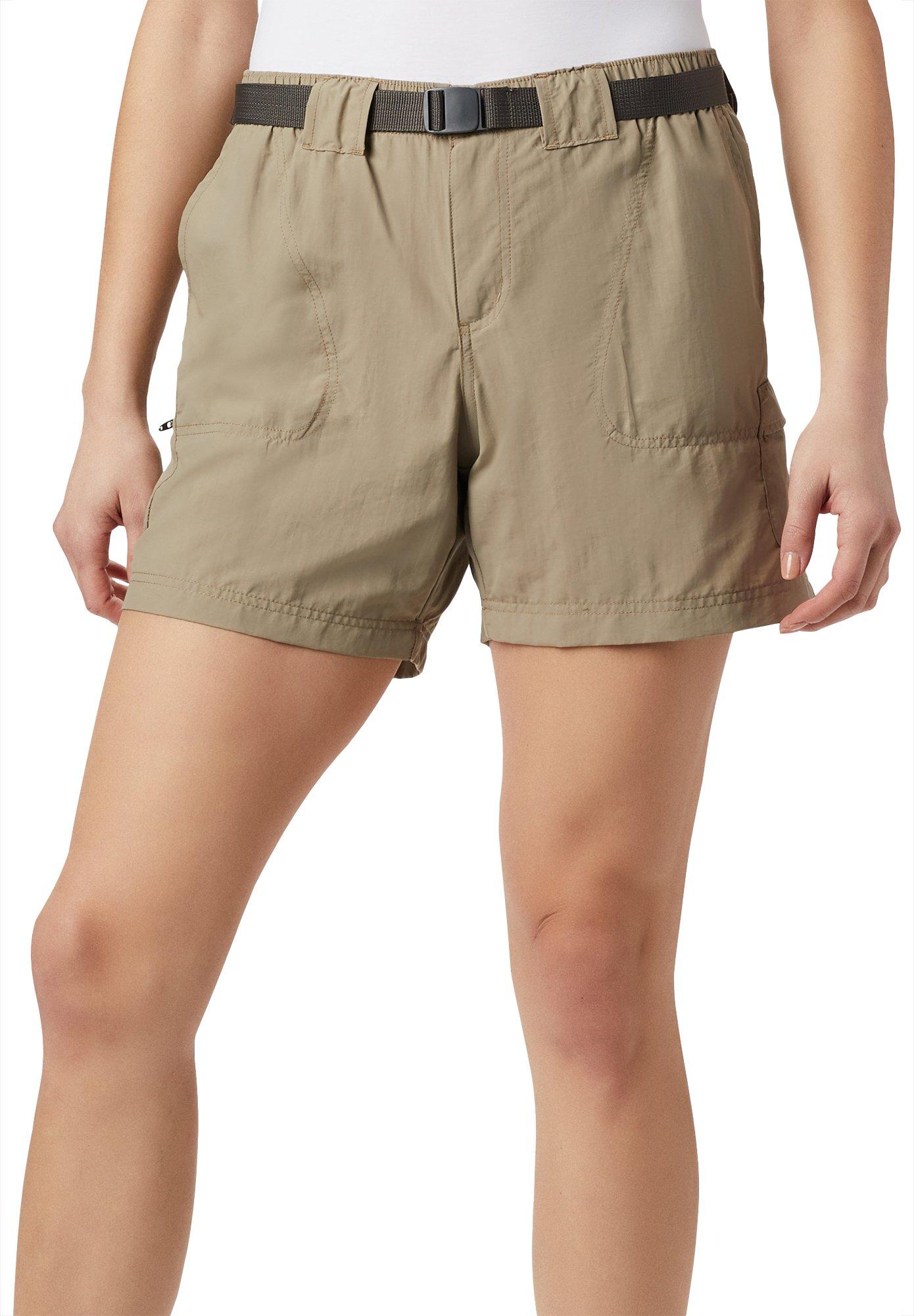 Womens Belted Solid Cargo Shorts