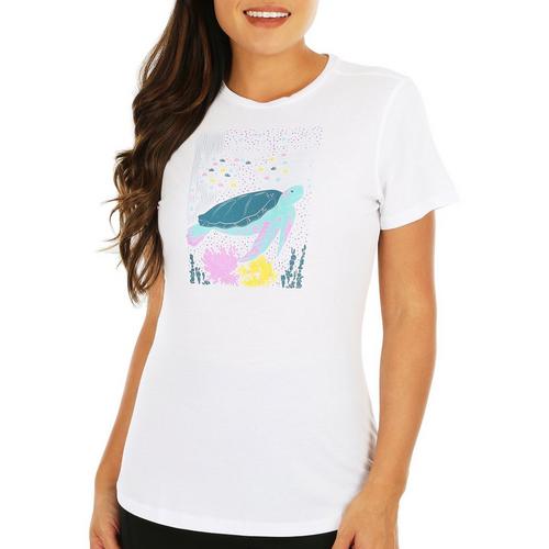Reel Legends Womens Solid Graphic Short Sleeve T-Shirt