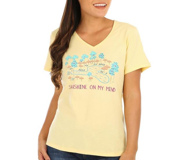 Reel Legends Womens Sunshine On My Mind T-Shirt - Yellow - Medium
