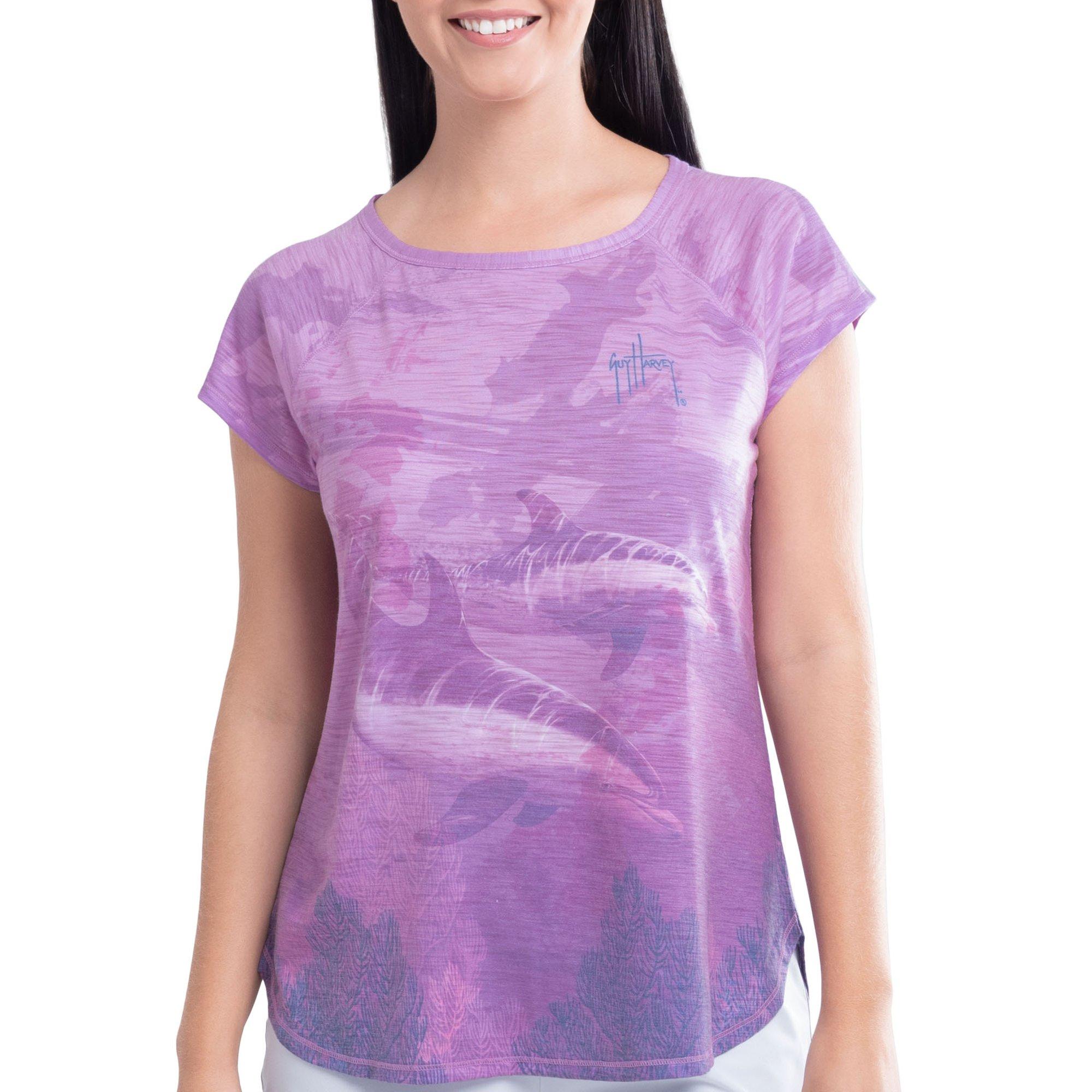 Guy Harvey Womens Dolphin Slub Short Sleeve Tee