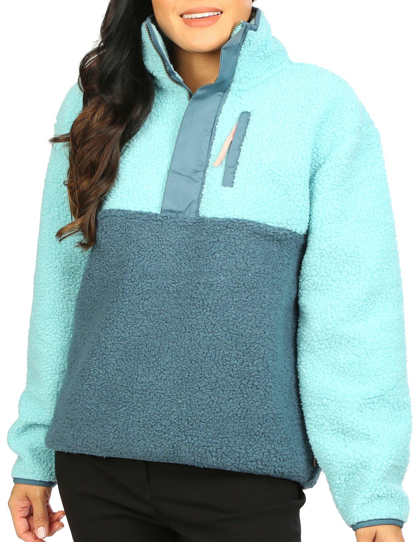 Womens 1/4 Zip Sherpa Fleece Sweaters