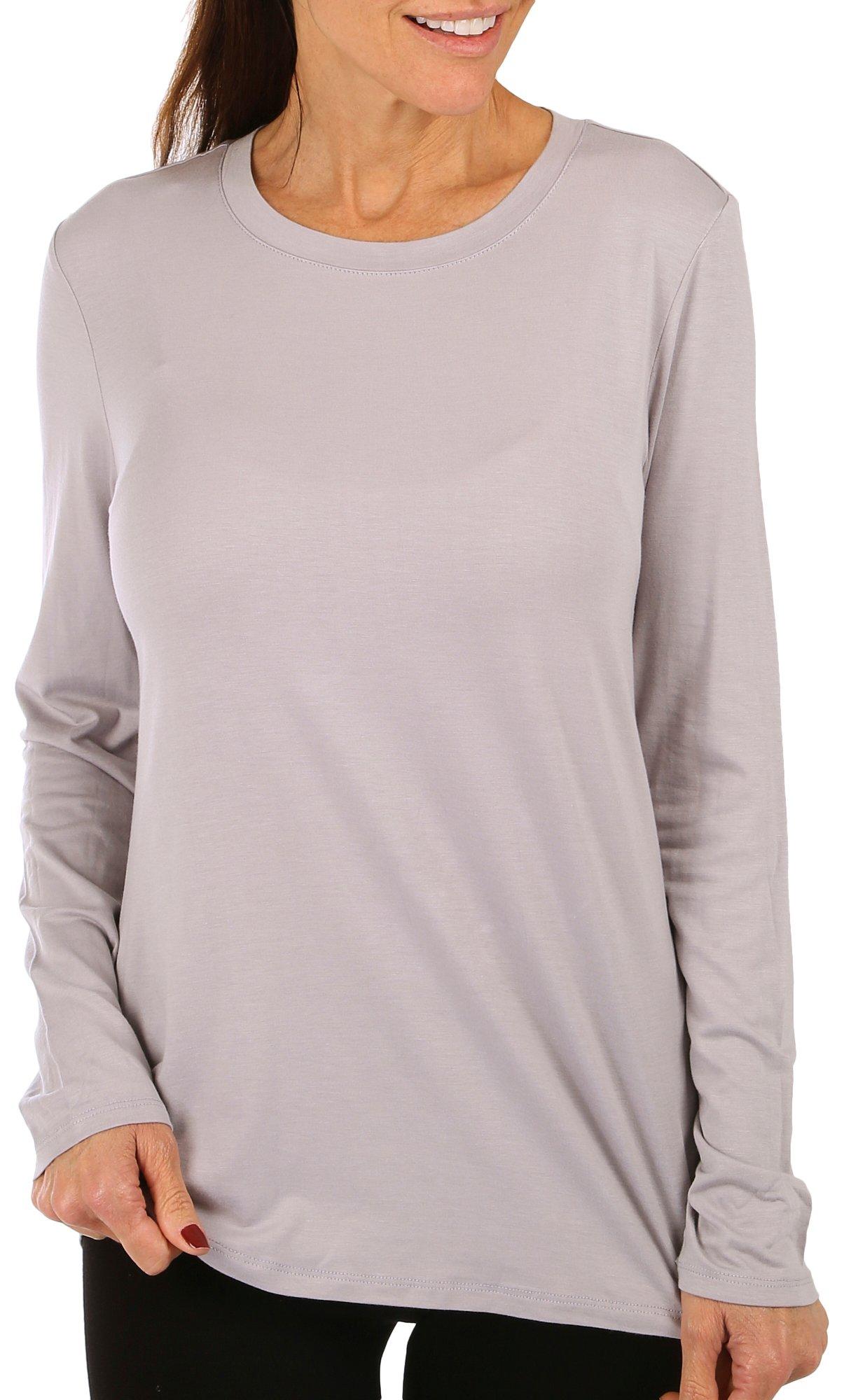 Reel Legends Womens UPF 50 Solid Long Sleeve Top - Light Grey - Large