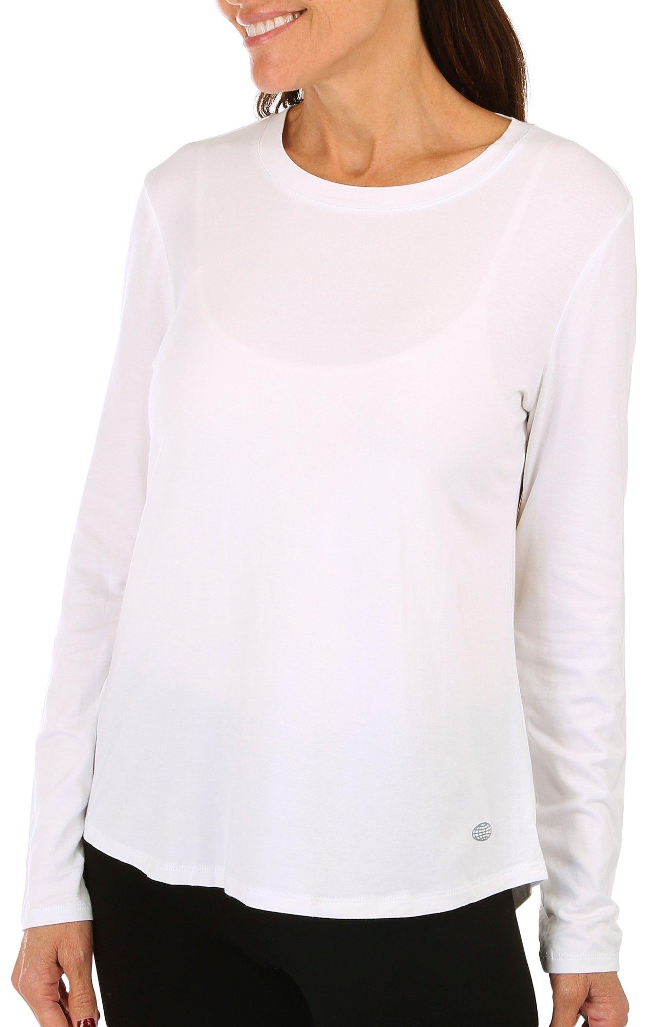Reel Legends Womens UPF 50 Solid Long Sleeve Top - Bright White - Medium