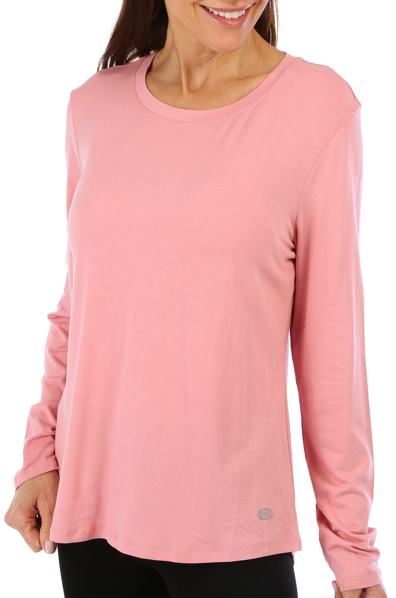 Reel Legends Womens UPF 50 Solid Long Sleeve Top - Blush Pink - Large