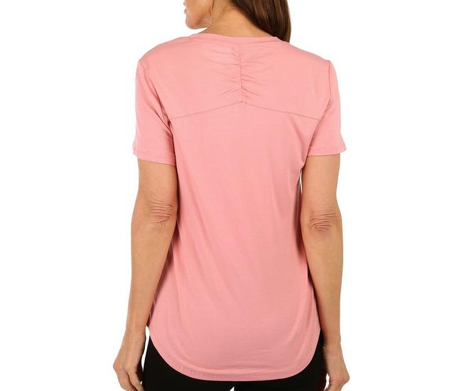 Reel Legends Womens Crew W/ Back Ruched Short Sleeve Top