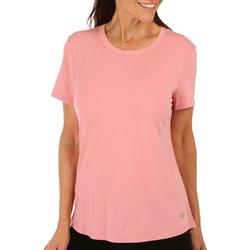 Womens Crew Back Ruched Short Sleeve Top
