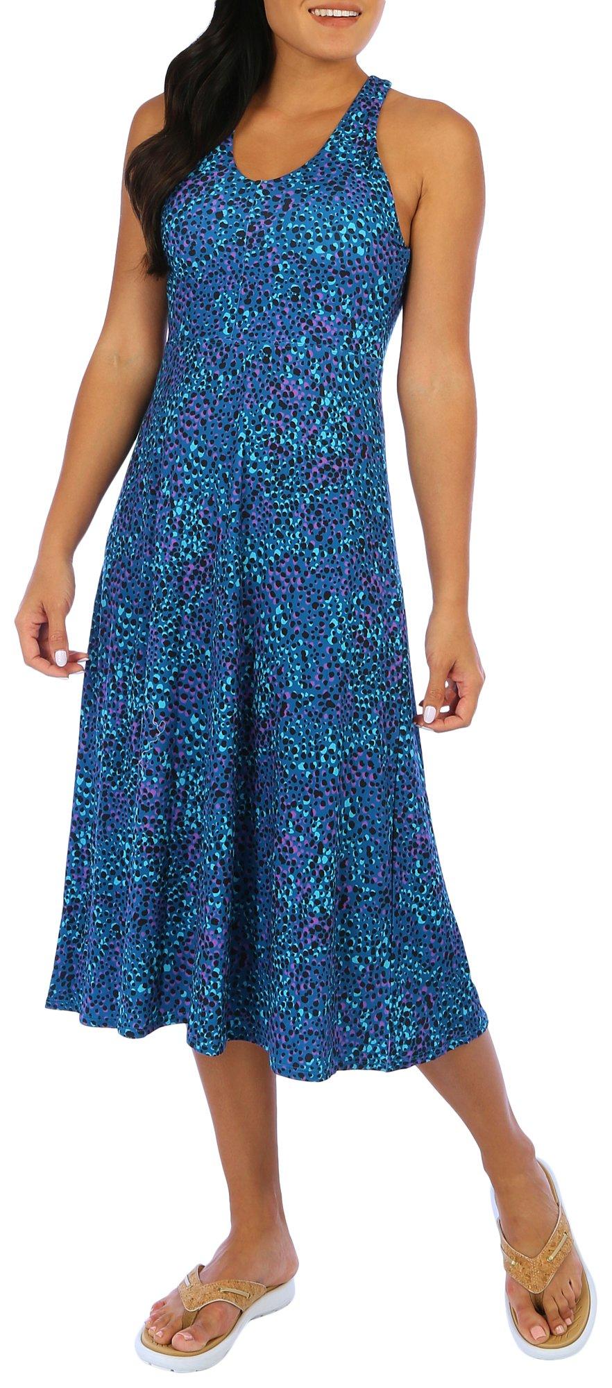 Reel Legends Womens Spotted Sleeveless V-Neck Knit Dress