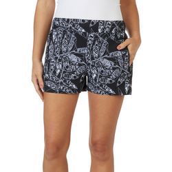 Reel Legends Womens 3 in. Stems Black Woven Offshore Shorts