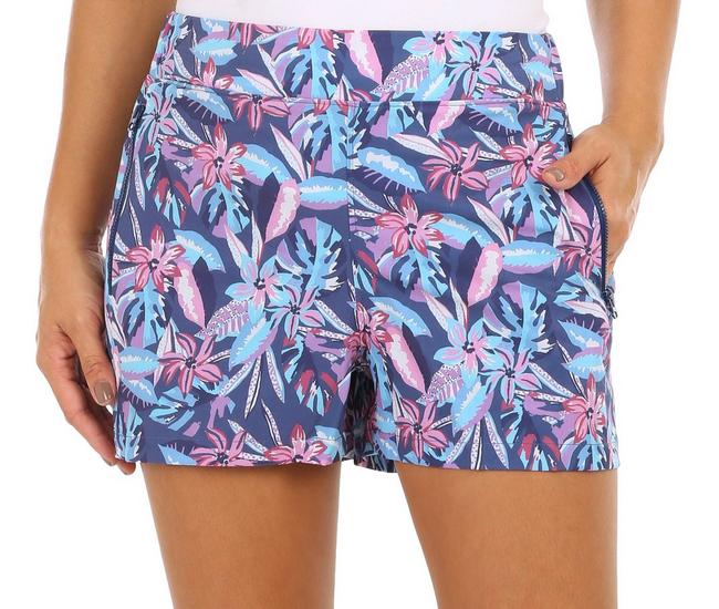 Reel Legends Womens 3 in. Woven Beach Active Shorts - Pink - Large