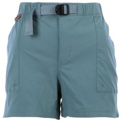 Reel Legends Womens 4 in. Textured Woven Belted Shorts