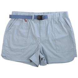 Womens 4 in. Textured Woven Belted Shorts