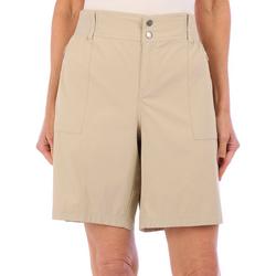 Womens 9 in. Solid Woven Zip Pocket Shorts