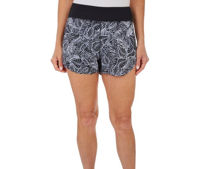 Reel Legends Womens 3in. Pieced Leaf Offshore Shorts - Black/White - X-Large