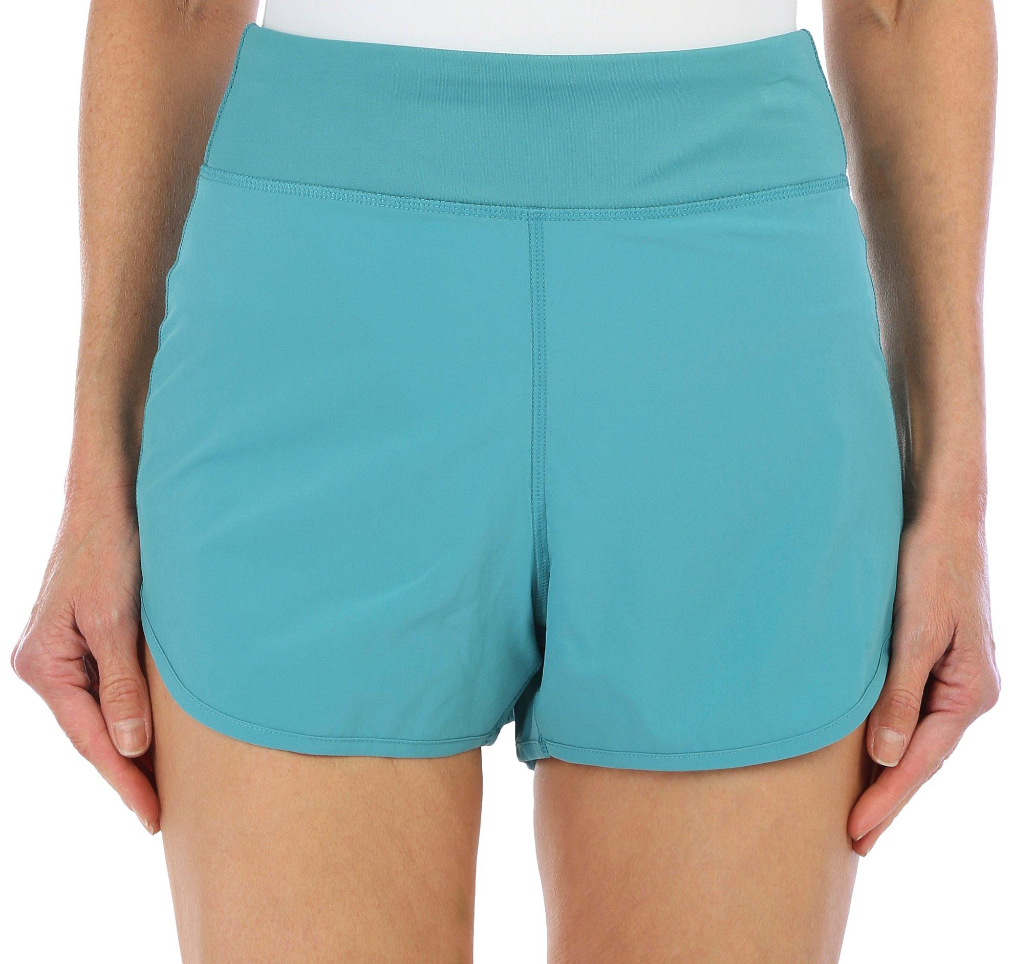Reel Legends Womens 3 in. Woven Beach Active Shorts - Teal - Large