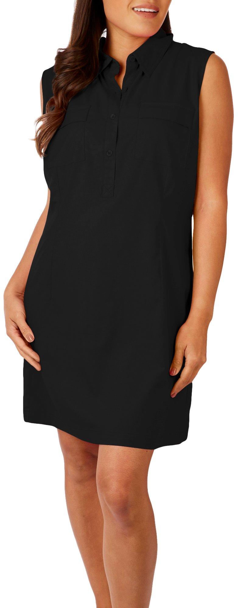 Reel Legends Womens Solid Mariner Sleeveless Dress - Black - Large