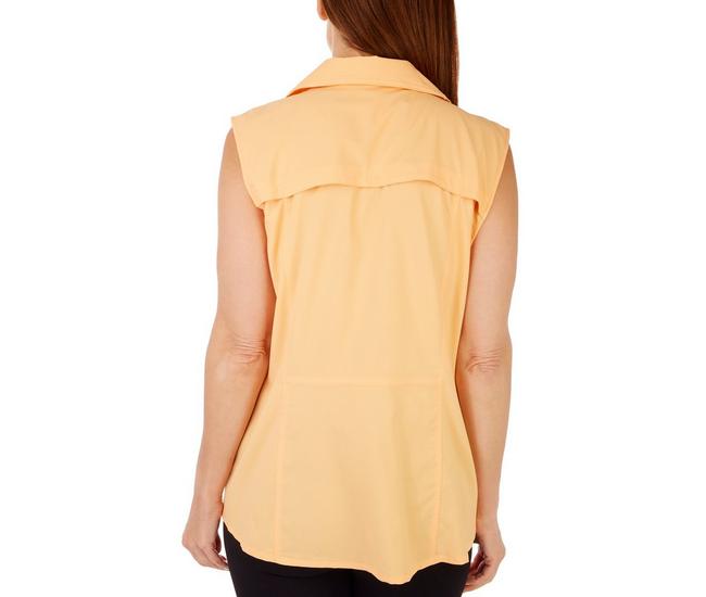 Reel Legends Womens Solid Mariner Sleeveless Top - Peach - Large