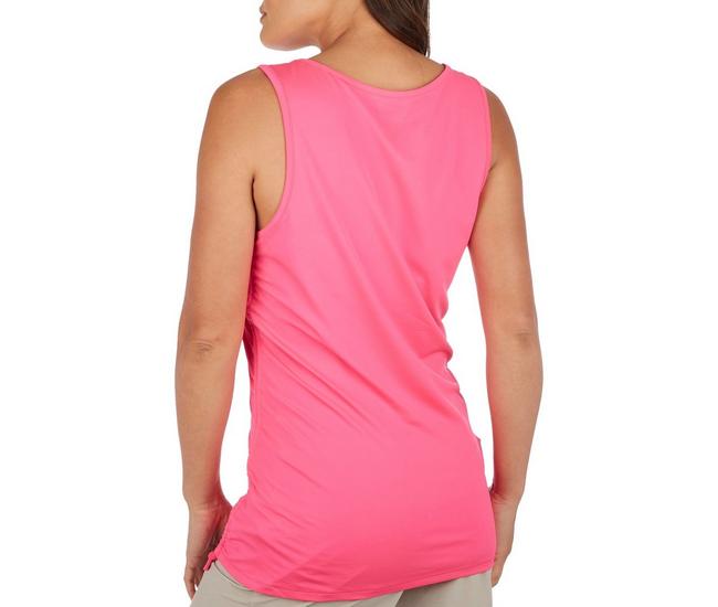 Reel Legends Womens Solid Scoop Neck Ruched Tank - Hot Pink - Small