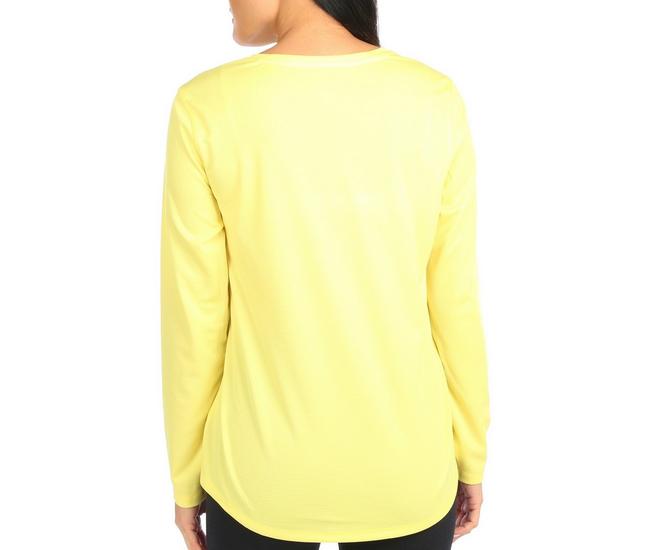 Reel Legends Womens Solid Freeline Long Sleeve Top - Bright Yellow - Small