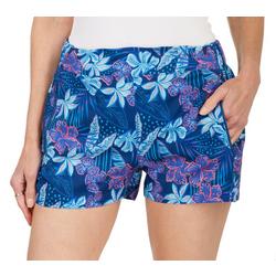 Womens Print Zip Pockets Shorts