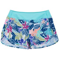 Reel Legends Womens 3 in. Tropical Flora Beach Active Shorts