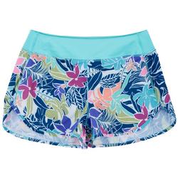 Womens 3 in. Tropical Flora Beach Active Shorts