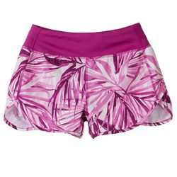 Reel Legends Womens 3 in. Palm Print Beach Active Shorts