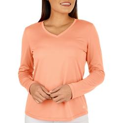 Womens Solid Knit Long Sleeve V Neck Top