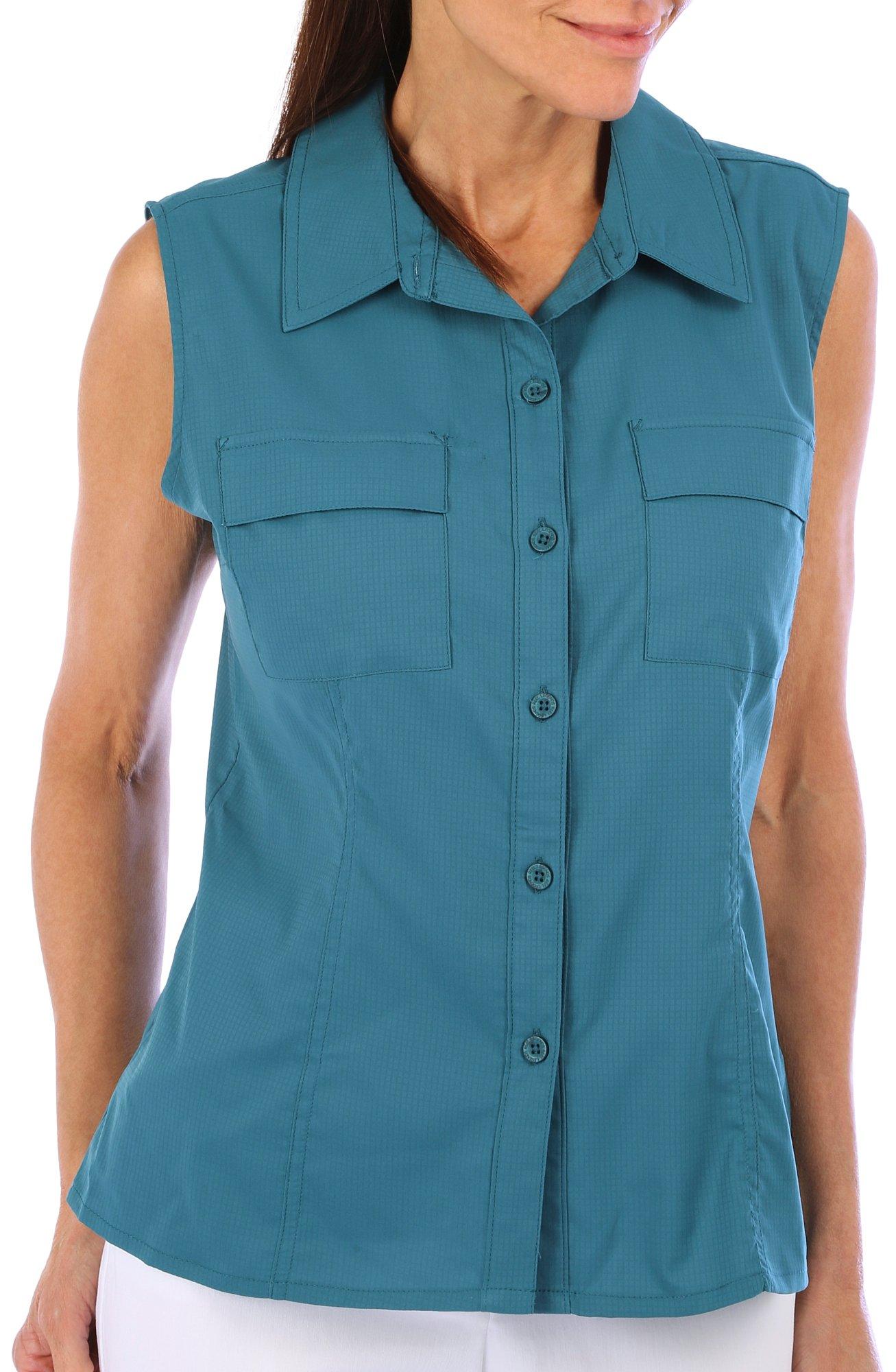 Reel Legends Womens Solid Mariner Sleeveless Top - Green - Large