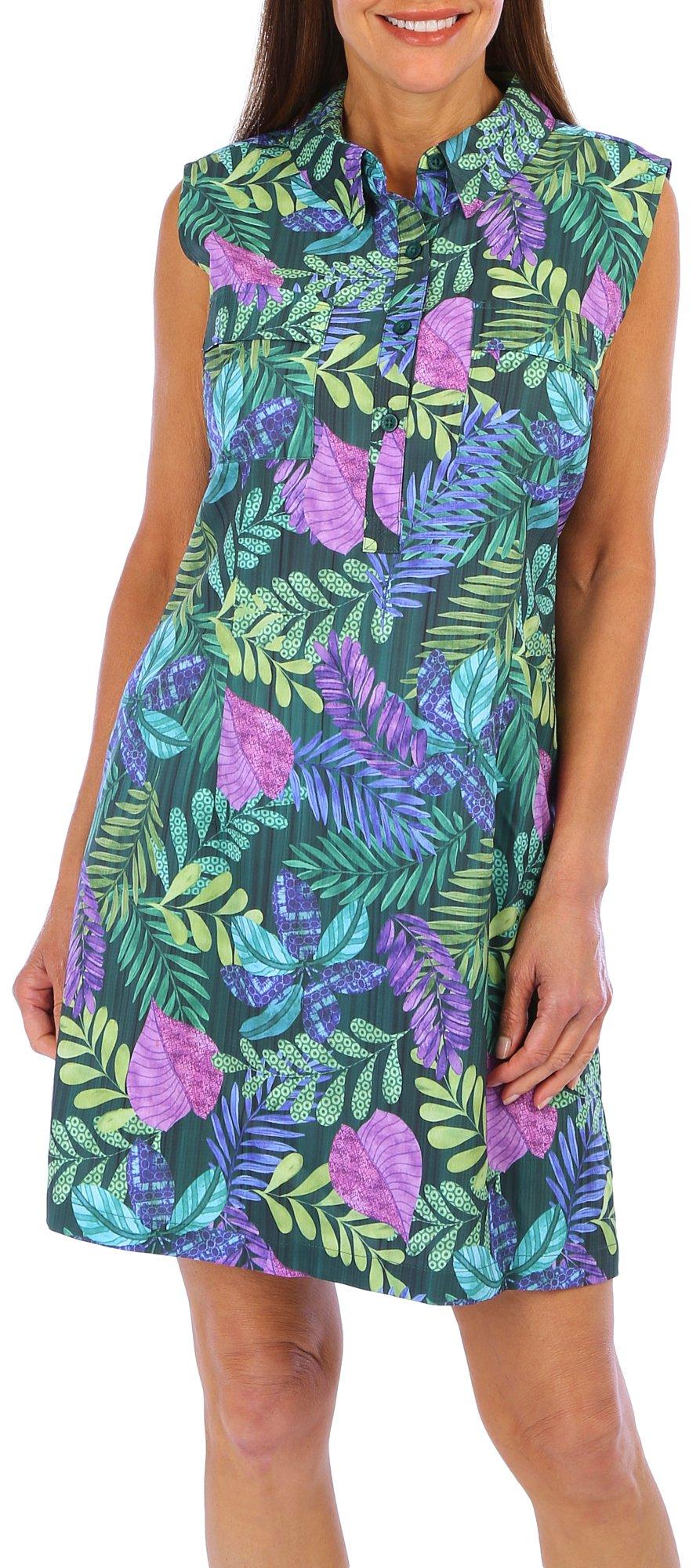 Reel Legends Womens Mariner Tropical Print Dress