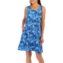 Reel Legends Womens Tropical Print Pocket Tank Dress